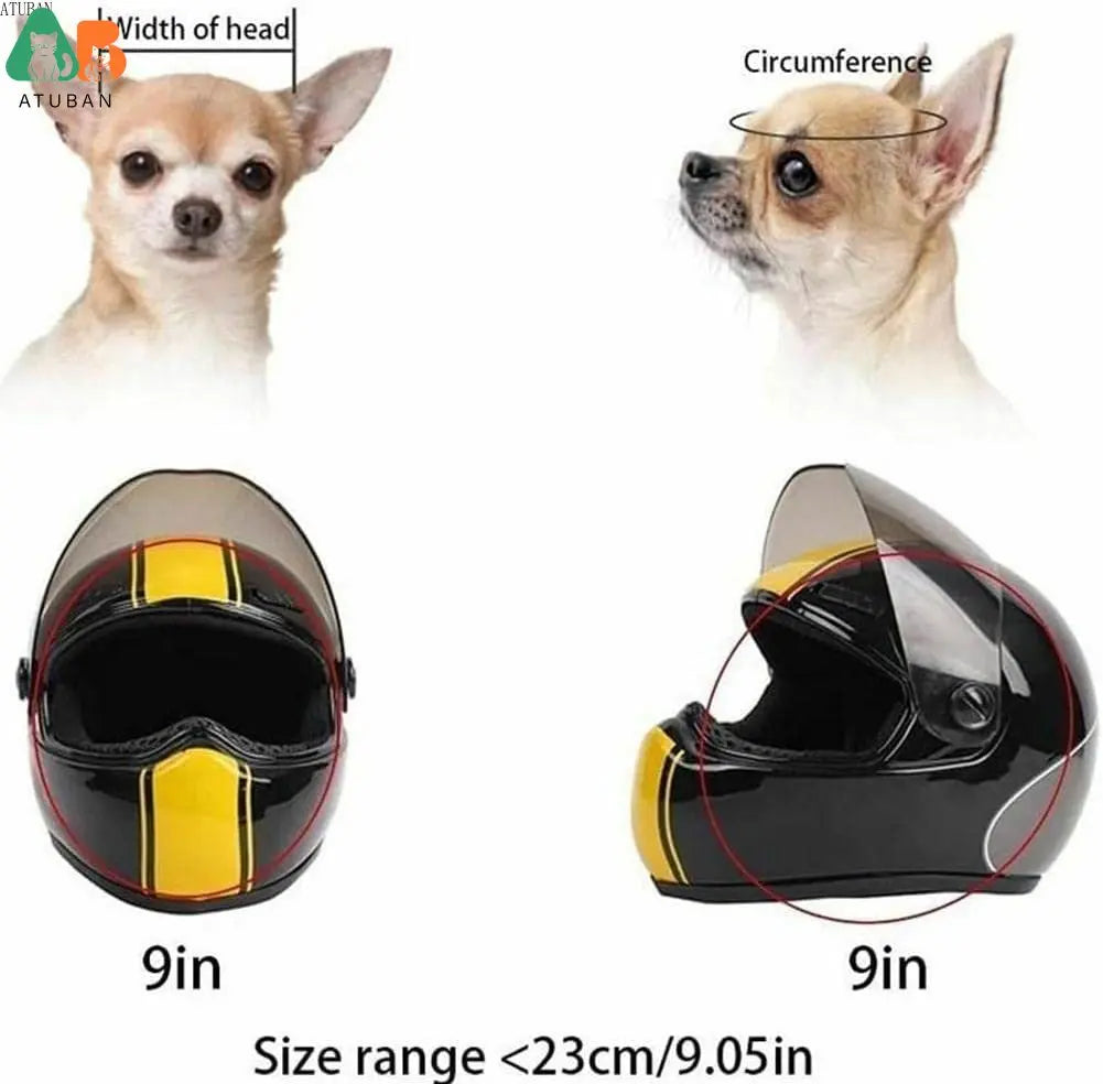 ATUBAN Small Pet Motorcycle Helmet Cat Dog Puppy Mini Helmets,Full Face Motorcycle Helmet Outdoor Head Protecting Pet Hard Hat